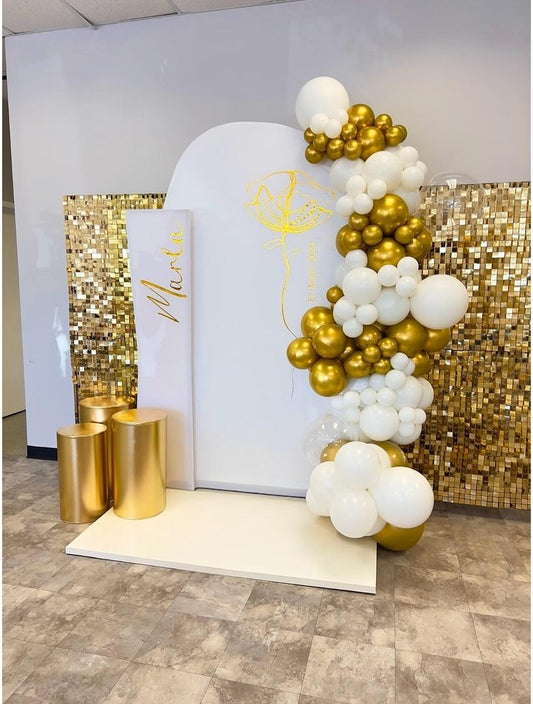 Gold Shimmer Wall & Balloon Installation